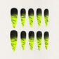 Electric Surge nail set includes neon green and black gradients with bold lightning effects, offering a dynamic and energetic appearance.